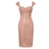 Vestidos casuais de verão renda elegante vestido de noite dama chique rosa doce strap slim midi parti party praia de baile de aniversário mujer