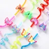 Party Decoration 4/8pcs Butterfly Drinking Straws Reusable For Birthday Straw Baby Shower Girl Supplies