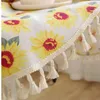 Table Cloth Sunflower With Tassel Decor Cotton Linen Tablecloth Round For Tea Map Cover