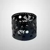 Kaarsenhouders 3 stks woningdecoraties Kerst ijzer holle desktoppenhouder Party Decoratie - Snowflake (zwart)