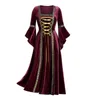 Robes décontractées Design Vintage Automne Arrivées d'hiver Vêtements pour femmes Couleur solide Gothic Punk à manches longues Robe Pleuche