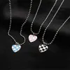 Pendant Necklaces Fashion Checkerboard Heart Necklace Black and White Gothic Chain Women 2021 Elegant Choker Necklace Wedding Jewelry Gifts240408