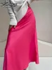 Röcke hohe taillierte Frauenrock Röcke Solid elegantes Büro lang für Frauen Mode 2024 Loose Grey Silk Casual Casual Casual