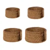 Tea Trays 6pcs Round Natural Rattan Coasters Bowl Pad Handmade Insulation Placemats Table Padding Cup Mats Kitchen Decoration