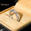 Pierścienie klastra lśniący U S925 Srebrne pełne klejnoty skrzyżowane pierścień dla kobiet dobrze biżuterii