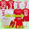 Danimarka Futbol Forması 2024 Euro Kupa Yeni 2025 Milli Takım 24 25 Futbol Gömlek Erkek Çocuk Kiti Tam Set Ev Kırmızı Uzak Beyaz Erkekler Üniforma Christensen Jensen Eriksen Dolberg