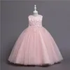 Vestidos de aniversário de menina/festa da jóia azul branca rosa branco