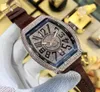 Luxury Vanguard Classic New Saratoge V45 SC DT China Map Map Commemorative Diamond Diamond Mens Orologio da uomo in pelle marrone rosa H5358363