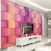 壁紙ピンク3D 3次元正方形勾配幾何学的背景壁絵画