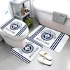 Mattes de bain Blue Bleu Nautical Series Salle Bathroom tapis et produits à trois pièces peuvent être personnalisés