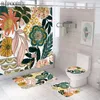 Rideaux de douche rideau floral boho 180x180 cm feuilles tropicales de la salle de bain avec crochets de bain de bain cover de toilette