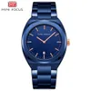 Fashion mens watch calendar double circle waterproof steel belt men's watch