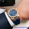 AP Sports Wristwatch Royal Oak Series 26240or Rose Gold Blue Plate Belt Belt Homem Leisure Business Back Back Transparent Automatic Mechanical Watch