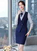 Two Piece Dress Business Interview Suit Women Fashion Formal Double Breasted Slim Vest And Skirt Set Office Ladies Work Uniforms