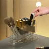 Förvaringslådor Desktop Cosmetic Box Makeup Brush Organizer Smycken Läppstiftutrymme Behållare för badrumshylla bänkskiva G6KA