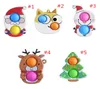 Push Bubble Toys Party Favor Christmas Santa Claus Tree Snowman Design Per Bubbles Keychain Sensory Desktop Game Puzzle's Puzzle Stree Relief 7585636
