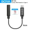 Microfones boya byk4 6cm 3,5 mm TRS fêmea para Typec Micophone Microphone Audio Adapt