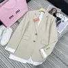 two piece set women designer miui Summer New Fashionable Embroidery Letter Design Elegant preppy Style Slimming Suit Vest Short Skirt Series Blazer