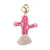 Macrame Cactus keychain لـ Lanyard Keys Accessories Boho Key Chain/Keyring - جنوب غرب النبات الأخضر العصاري