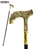 Gold Wolf Head Crutches Walking Stick Cane Fashion Party Elegant Hand Crutch 2 Piece To Assmble Selfdefense Camping 2202108957255