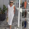 Lässige Kleider Midi Kleid Women Bohemian gegen Nacken mit fliegenden Ärmeln Seitentaschen für weiche atmungsaktive Sommerferien