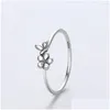 Pierścienie klastra S925 Sterling Sier Flower and Leaves Fashion Fine Jewelry Pierścień dla kobiety Girl Party Gift Design 2024 Drop dostawa Othpe