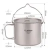 Muggar 1100 ml Trese Coffee Mug Water Cup Titanium med lock och fällbart handtag utomhus camping vandring picknick ryggsäck
