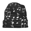 Basker musiknoter mönster design varmt stickat mössa hip hop bonnet hatt höst vinter utomhus mössor hattar för unisex vuxen