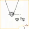 Ketten Erhöhte Herzkette und Ohrring -Set 925 Sterling Sier für Frauen Geburtstag Geschenk Schmuck Dolpe Halsketten pe dhrlx geeignet