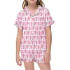 2 -stycken set pyjamas för barn barn grafisk söt rullkanin tryck pyjama kort hylsa skjorta och shorts pajama set sömnkläder 240408