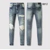 メンズジーンズデザイナージーンズAMジーンズ8812高品質のファッションパッチワークリッピングレギンス28-40