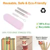 Drinking Straws Reusable Collapsible Stainless Steel Metal Straw With Brush Portable Storage Box