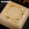 Anklets DIEYURO 316L Stainless Steel Green Heart Zircon For Women Girl Trend Bracelets Ankle Chains Non-fading Jewelry Gift