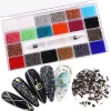 Scrubber Nail Art Rhinestones Kit Acrylic Boxed 21 Grids Mixed Size Set 1pc Pick Up Pen Large Crystal Decorations 3d Ab Flat Gem