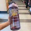 Vattenflaskor 2 liter halm plastflaska stor bärbar rese sport fitness cup hög värde stor fett vuxen universal