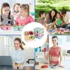 Abendessen 4 Gitter Snack Container Quadrat tragbar geteilte Aufbewahrung Home Küchenflaschen Box Tools Bento