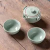 Teaware -sets Chinese keramiektheeta Set draagbare theepot strainer theekopje auto outdoor reizen thuis drinkware ceremonie benodigdheden