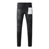 Frauenhose lila Marke Hochwertige Jeans 1: 1 2024 Tide Mode Slim Street Lack gerissen schwarzes Kalb