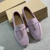 LP shoes Summer Walk Charms suede loafers Moccasins Apricot Genuine leather men casual slip on flats women Luxury Designers flat Dress shoe factory footwear