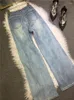 Jeans femminile perforazione di alta qualità Donne in denim pantaloni da testa ricami casual pantaloni dritti in vita primavera estate