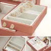 Three-layer Jewelry Organize Box Large Portable Earrings Rings Storage Case PU Necklace Display Gift For Girls Jewelers Joyero 240314