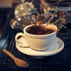 Filiżanki spodki kreatywne kawa ceramiczne piękne śniadanie kubki espresso ręcznie robione angielski zestaw herbaty tazas desayuno oryginalne filiżanki