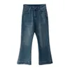 Kurze Shenhose 2024 Frühjahrs -Ziehenbein -Jeans Kleine gerade Beinmikro -Flare -Hosen