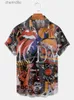 Camisas casuais masculinas dos anos 1960 retro casual masculino havaiano camisa rockabily grande música elástica carros aloha camisa yq240408