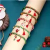 Charm Armband Creative Christmas Armband Snowman Bell Pendant Tassel Rice Beads Double Layer Pärlade Drop Leverans smycken Dhrlv