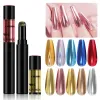 KITS 10pcs Set di penna in polvere per chiodo per nail art Natural Dry Chrome Pigment non ha bisogno di lampada Cucciole Cread Art glitter Kit in polvere lucida