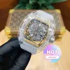 Bekijk Fashion Men and Women Kijkt mechanisch coole pols horloges tv -fabrieks designer Mens Persoonlijkheid mode transparant kristal holle tape Tide Wine Barrel y