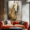 Portret konia Pomarańczowy Brown Animal Olej obraz płótna Ściana Ręcznie malowane zwierzęce malarstwo na płótnie do domu w hotelu do salonu wystrój sypialni