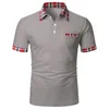 Polo Summer ShortSleeved Basic Mens Mens Plaid Colorblock Tshirt Tops Pocket Pocket Male Mason Button Polos 240402