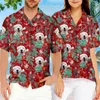 Erkekler rahat gömlek şeker kamışı zencefilli kurbağa desen erkek hawaiian gömlek yaz serin kadın çocuk köpek yüzü kısa kollu üstler tatil hediyesi